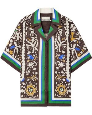 ALÉMAIS Oversized Printed Ramie Shirt - White