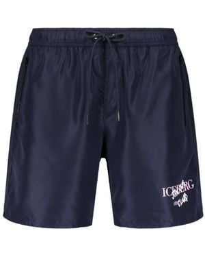 Iceberg Elastic Waist Swim Trunks - Blue