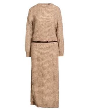 Brunello Cucinelli Long Sleeve Knit Dress - Natural
