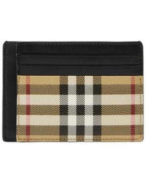 Burberry Checked Logo Engraved Cardholder - Black