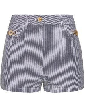 Patou Striped Denim Shorts - Blue