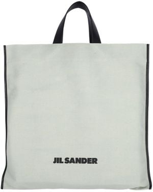 Jil Sander Logo Printed Tote Bag - Grey