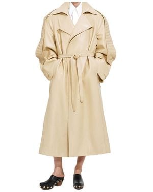 Bottega Veneta Semi Shiny Leather Trench - Natural