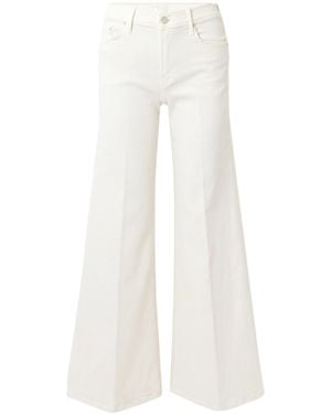 Mother Mid-Rise Wide-Leg Jeans - White
