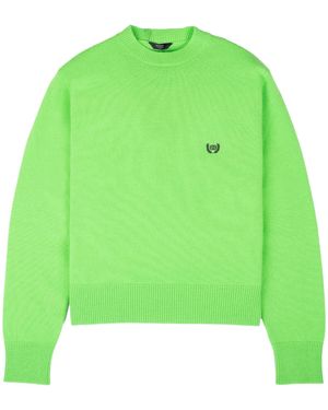 Balenciaga Bb Logo Embroidered Knitted Jumper - Green
