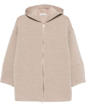 Max Mara Hooded Zip Hoodie - Natural