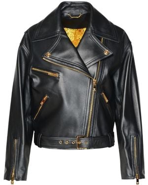 Versace Leather Bike Jacket - Black