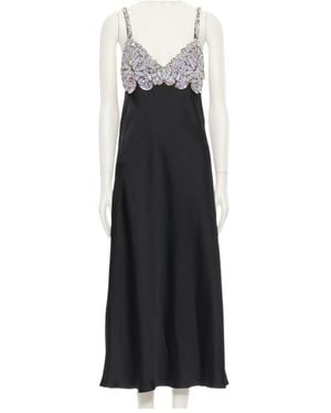Valentino Embellished V-Neck Sleeveless Dress - Black