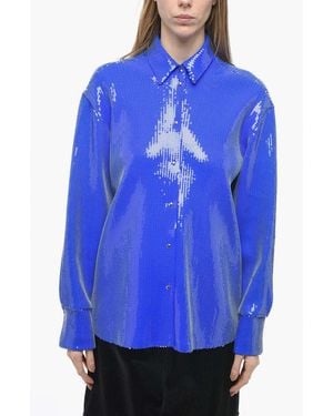 David Koma Sequin-Embellishd Shirt - Blue