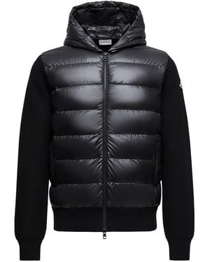 Moncler Padded Wool Zip-Up Hoodie - Black