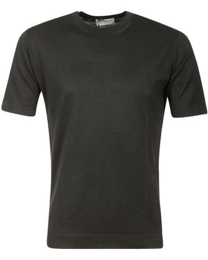 John Smedley Plain Cotton T-Shirt - Black