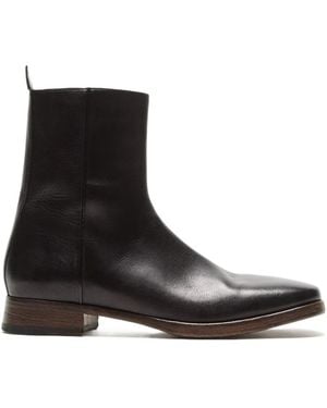 Acne Studios Square-Toe Leather Boots - Black