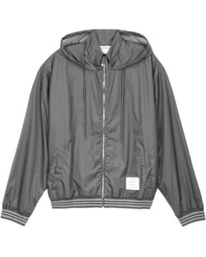 Thom Browne Logo-Patch Ripstop Lightweight Jacket - Gray