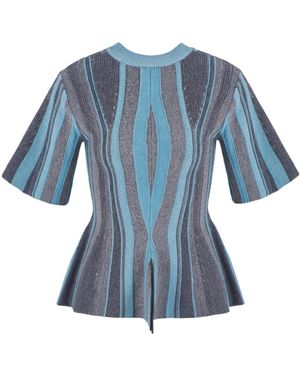 Giorgio Armani Jacquard Short-Sleeve Jumper - Blue