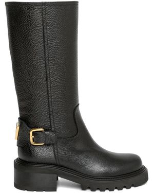 Via Roma 15 Leather Boots - Black