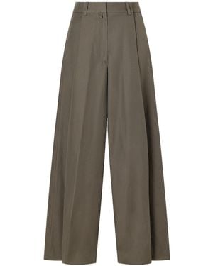 Dries Van Noten Wide-Pleated Cotton Trousers - Grey