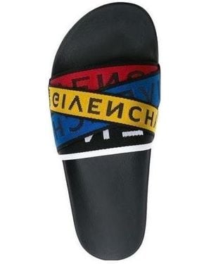 Givenchy Logo Multicolored Ankle Strap Sandals - Blue