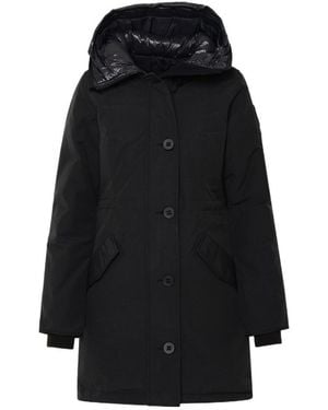 Canada Goose Hooded Logo-Patch Coat - Black