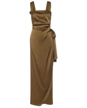 Maison Margiela Maxi Draped Satin Dress - Green
