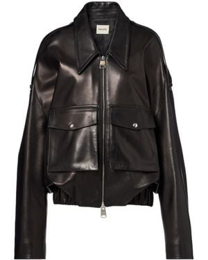 KHAITE Owey Oversized Leather Jacket - Black