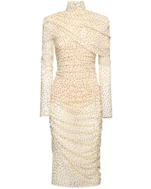 Magda Butrym Draped Stretch Silk Midi Dress - Natural
