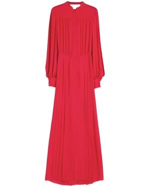 Valentino Gathered Long-Sleeved Georgette Gown