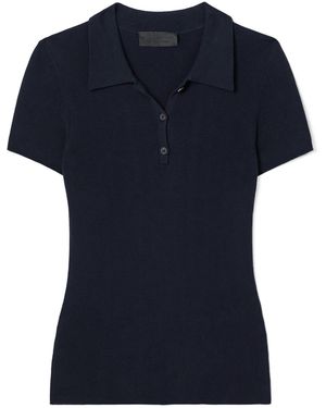 Nili Lotan Solana Ribbed Polo Shirt - Blue