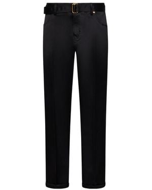 Tom Ford Belted Straight-Leg Trousers - Black
