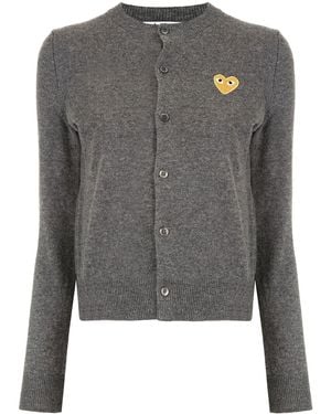 COMME DES GARÇONS PLAY Logo-Patch Knitted Cardigan - Grey