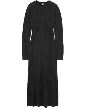 TOTEME Cable Knit Wool Long Dress - Black