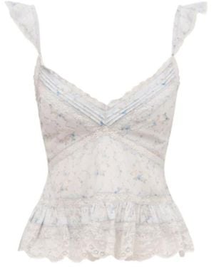 LoveShackFancy Lainie Ruffled Lace Top - White