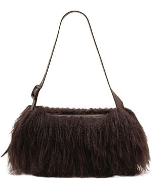 Ami Paris Small Lamb Shearling Etienne Crossbody Bag - Black
