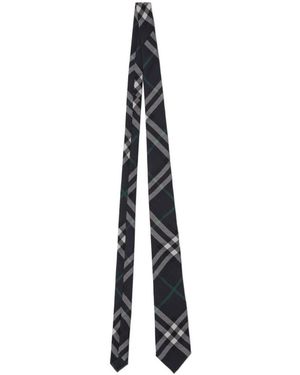 Burberry Nova Check Pointed-Tip Tie - White