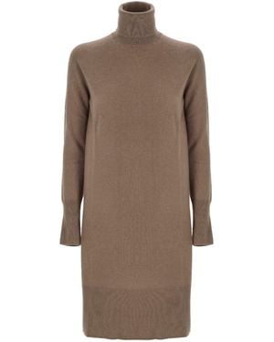 JOSEPH Turtleneck Knit Dress - Brown
