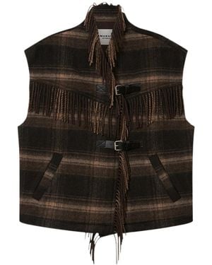 Isabel Marant Isabel Marant Étoile Checked Fringed Cape - Black