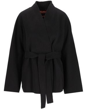 Max Mara Studio Mstforte Belted Coat - Black