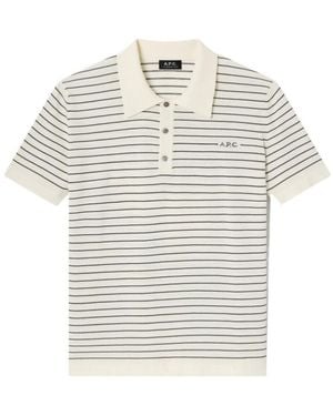 A.P.C. Striped Short-Sleeve Polo Shirt - White