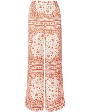 Fendi Coral Bandana Printed Wide-Leg Trousers - Pink