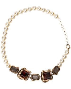 Weekend by Maxmara Afresia Bead-Embellished Crystal-Embellished Necklace - Metallic