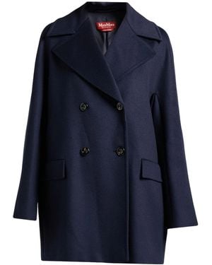 Max Mara Double- Long-Sleeved Coat - Blue