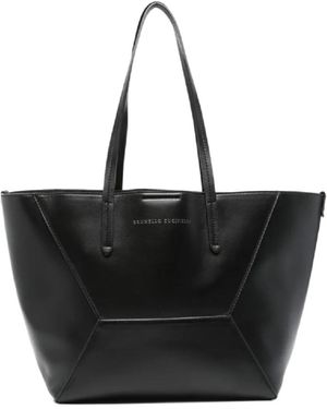 Brunello Cucinelli Panelled Leather Tote Bag - Black