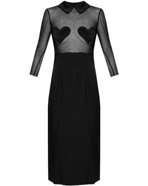 Blumarine Heart-Patch Satin Midi Dress - Black