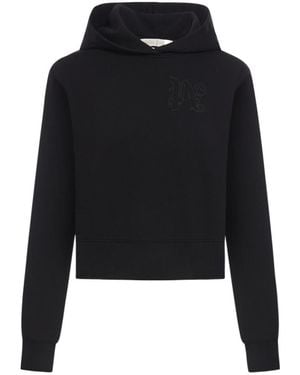 Palm Angels Monogram Embroidered Hoodie - Black