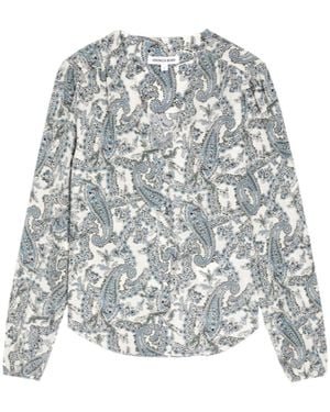 Veronica Beard Farah Printed Silk-Blend Blouse - Gray