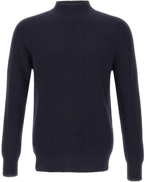 Gran Sasso High Neck Ribbed Jumper - Blue
