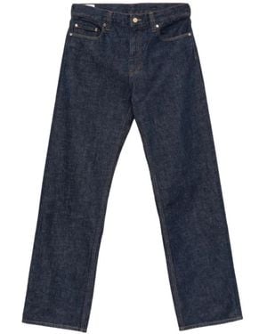CASABLANCA Cinch-Strap Embroidered-Logo Jeans - Blue