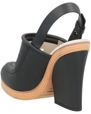 Max Mara Minimalist Round Toe Block Heels - Black