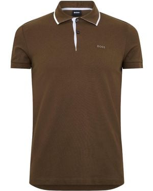 BOSS Pique Shortsleeve Polo Shirt - Brown