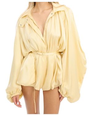 ROTATE BIRGER CHRISTENSEN Draped Belted Jumpsuit - Natural