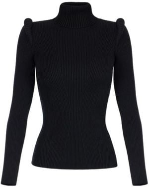 Elisabetta Franchi Ribbed Shoulder-Detail Knitted Jumper - Black